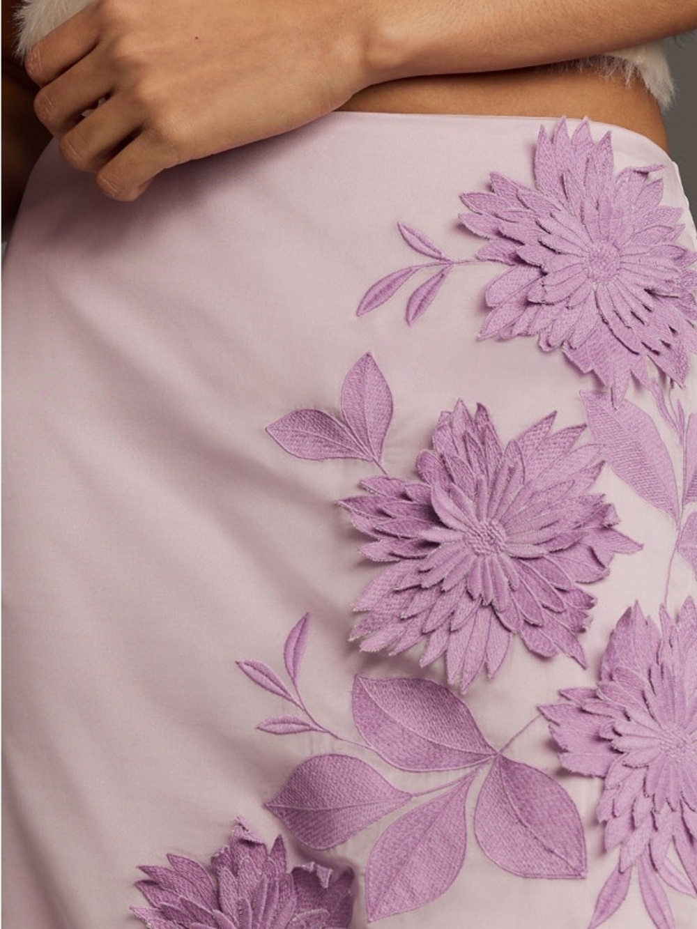 Maeve Lilac Floral Appliqué Midi Skirt - Picture 4 of 4